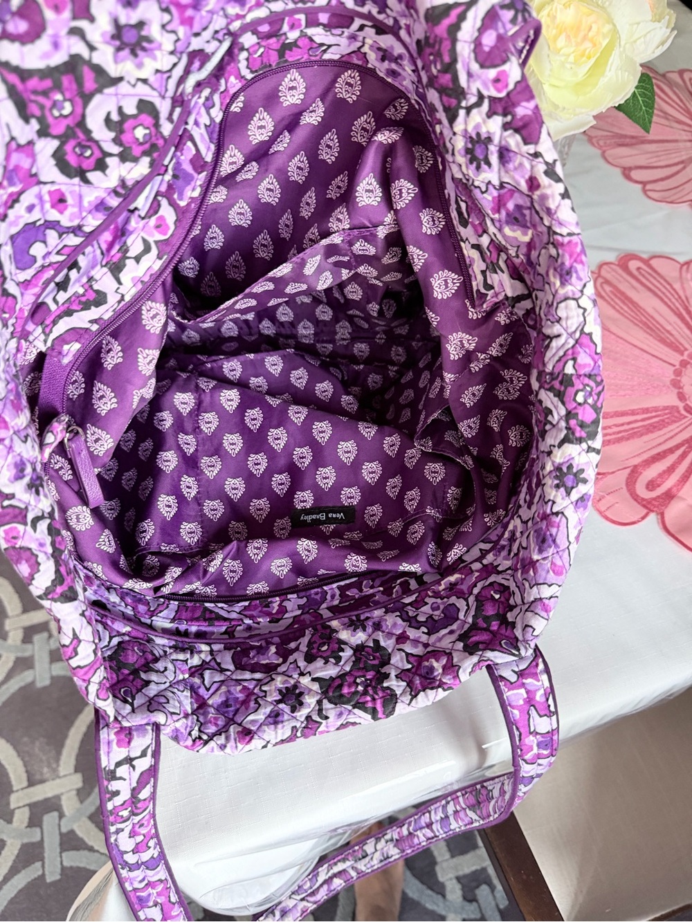 Vera Bradley Purple Quilted Floral Tote - Picture 3 of 9